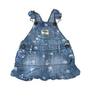 OshKosh B’gosh Denim Overall Dress Floral Blue Size 6 Months
